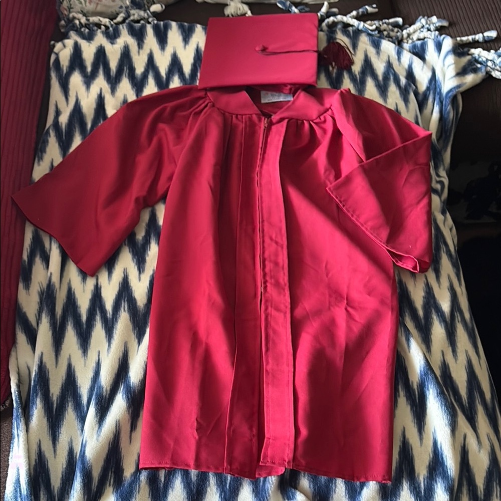 Red Graduation Gown and Cap Set